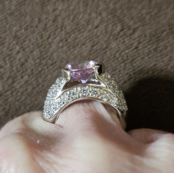 Victoria Wieck Pink Sapphire & Diamond Simulant Sterling Silver Ring Sz 6. - Picture 8 of 11